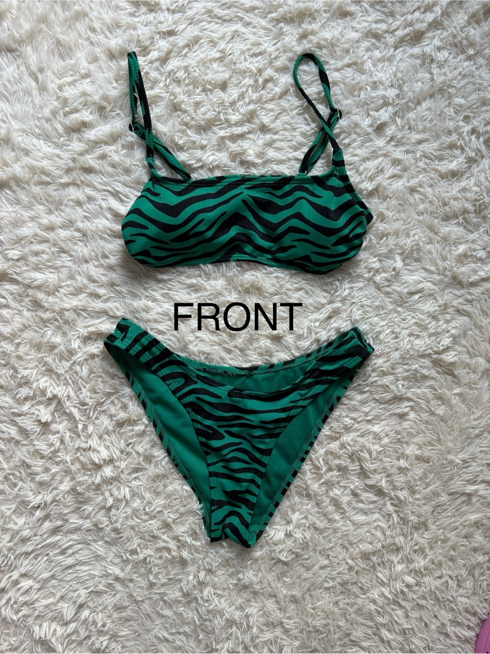 Xhilaration Emerald Green and Black Zebra Bikini Set